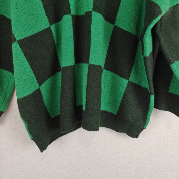 Panache Apparel Girl Crush Oversized Cardigan In Green Checkered Size LG - Picture 14 of 16